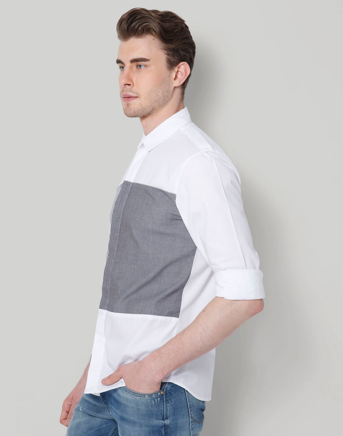 White Striped Full Sleeves Shirt