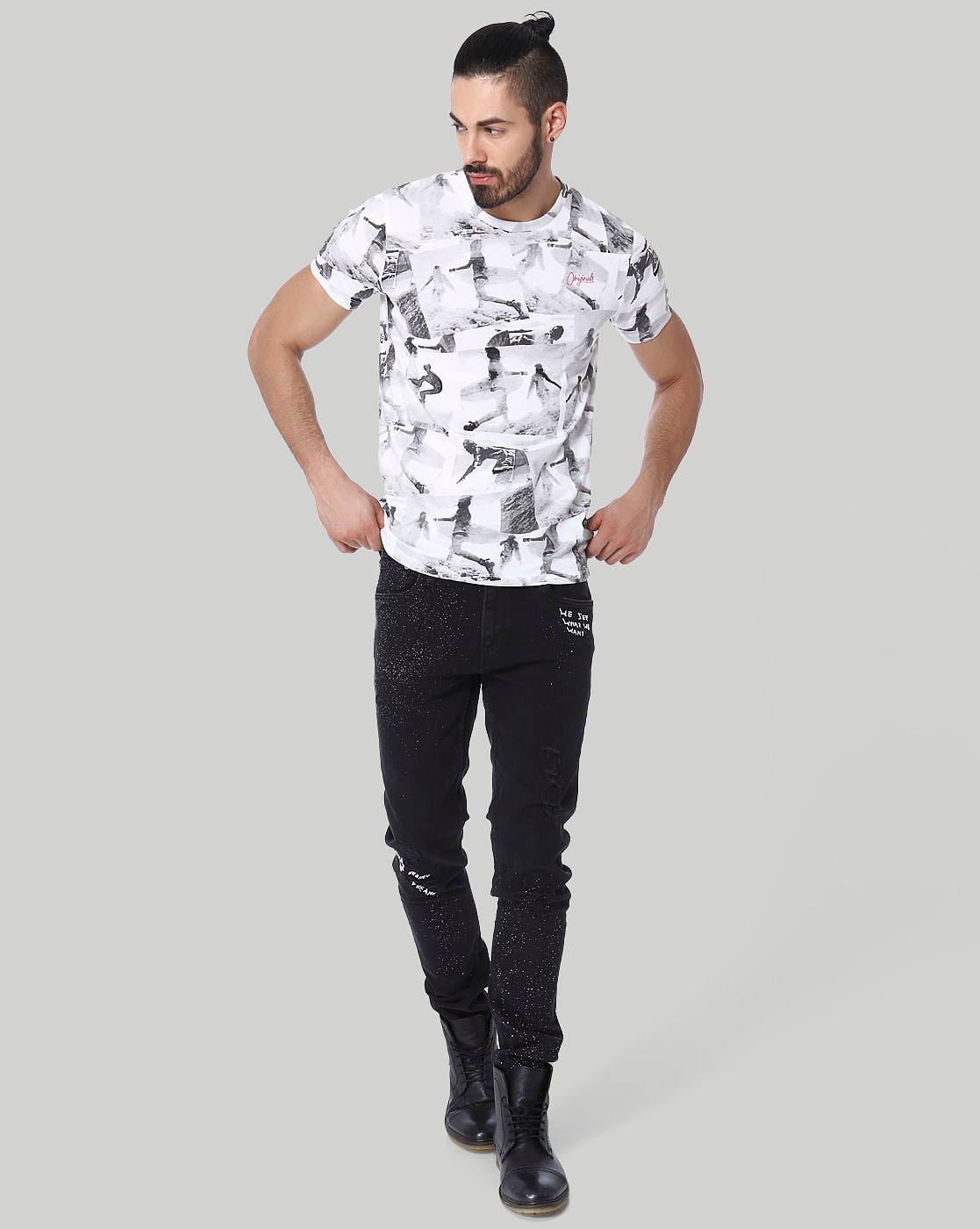 White Graphic Print Crew Neck T-Shirt