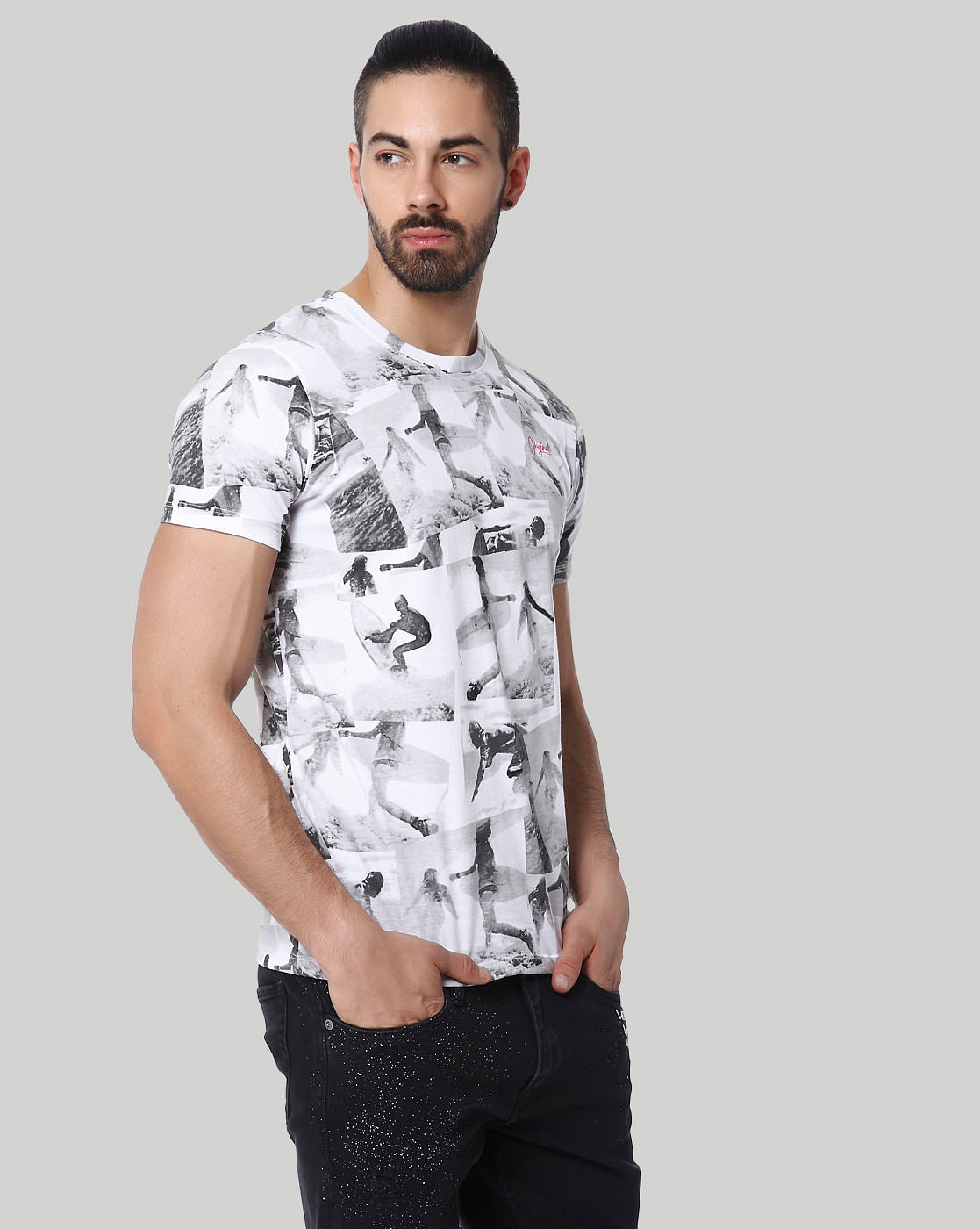White Graphic Print Crew Neck T-Shirt