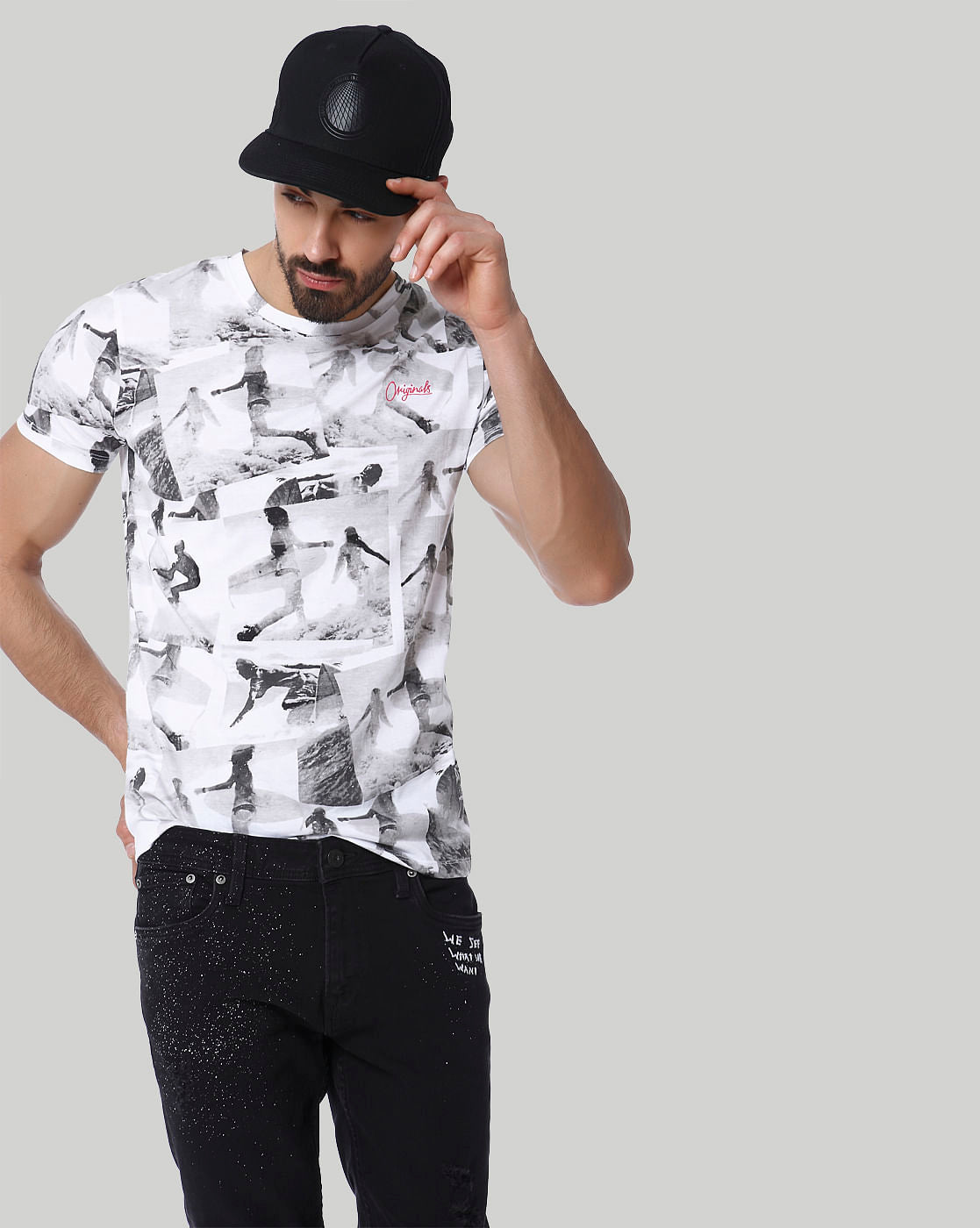 White Graphic Print Crew Neck T-Shirt