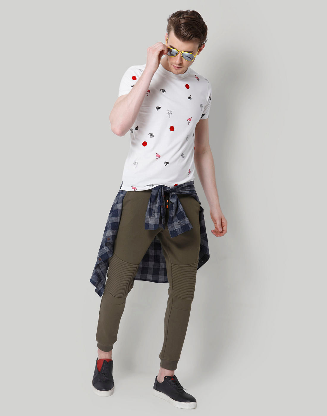 White All Over Print Crew Neck T-Shirt