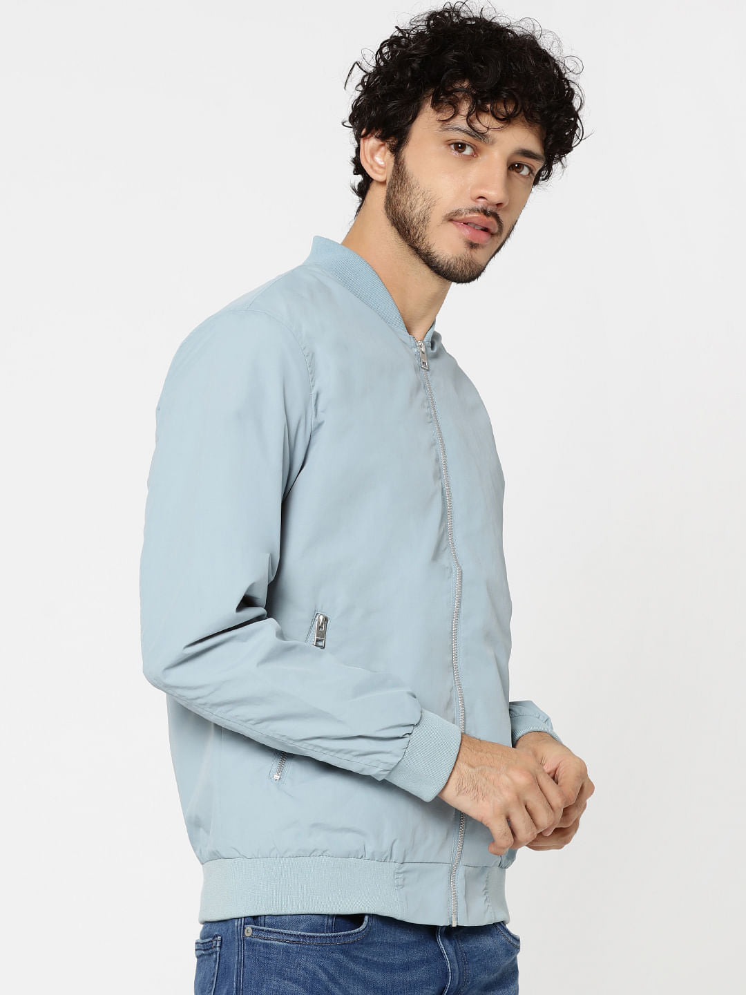 Light Blue Bomber Jacket