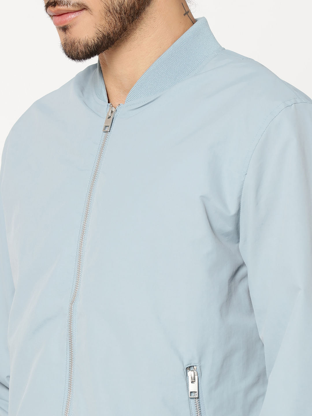 Light Blue Bomber Jacket