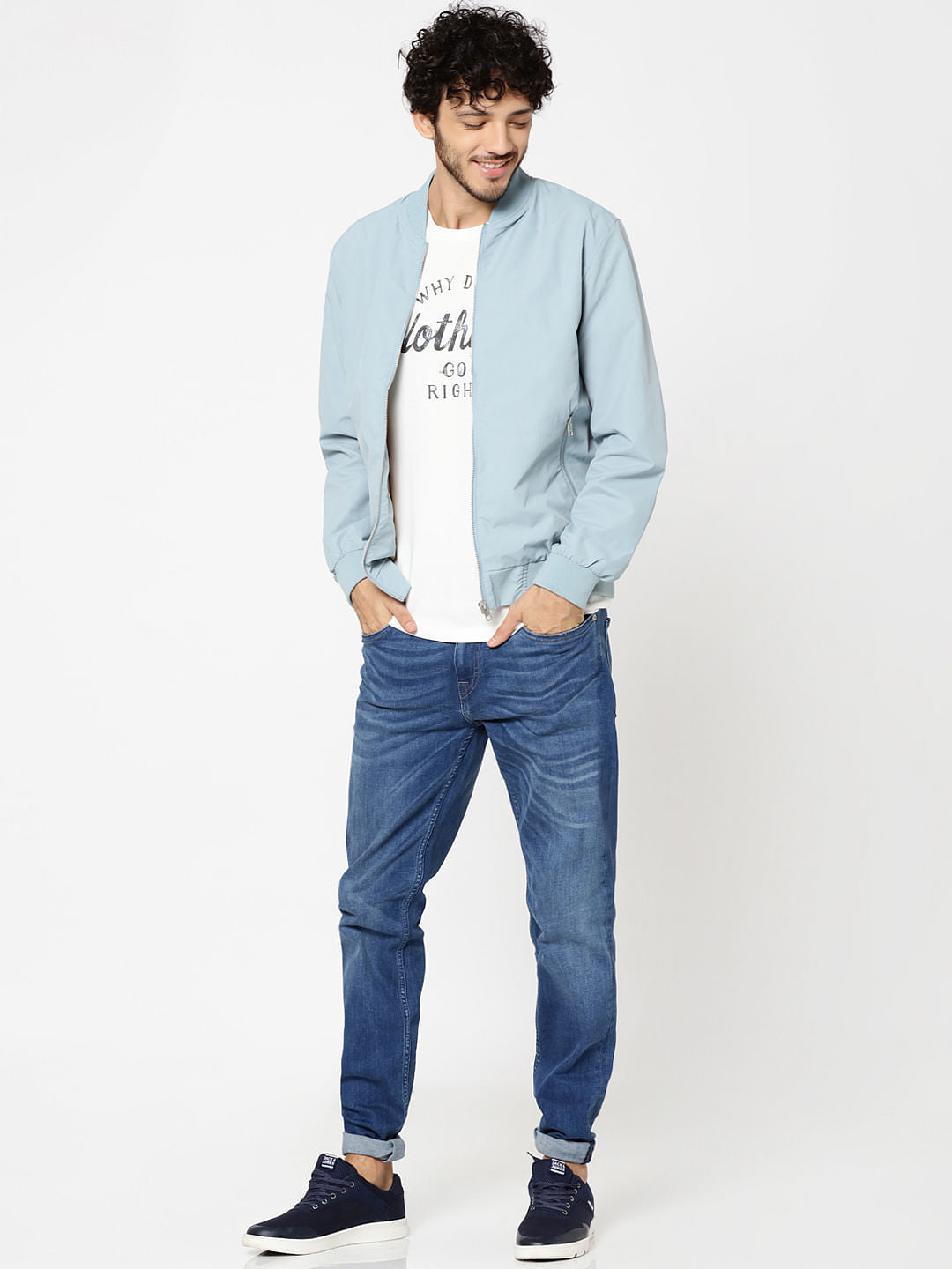 Light Blue Bomber Jacket