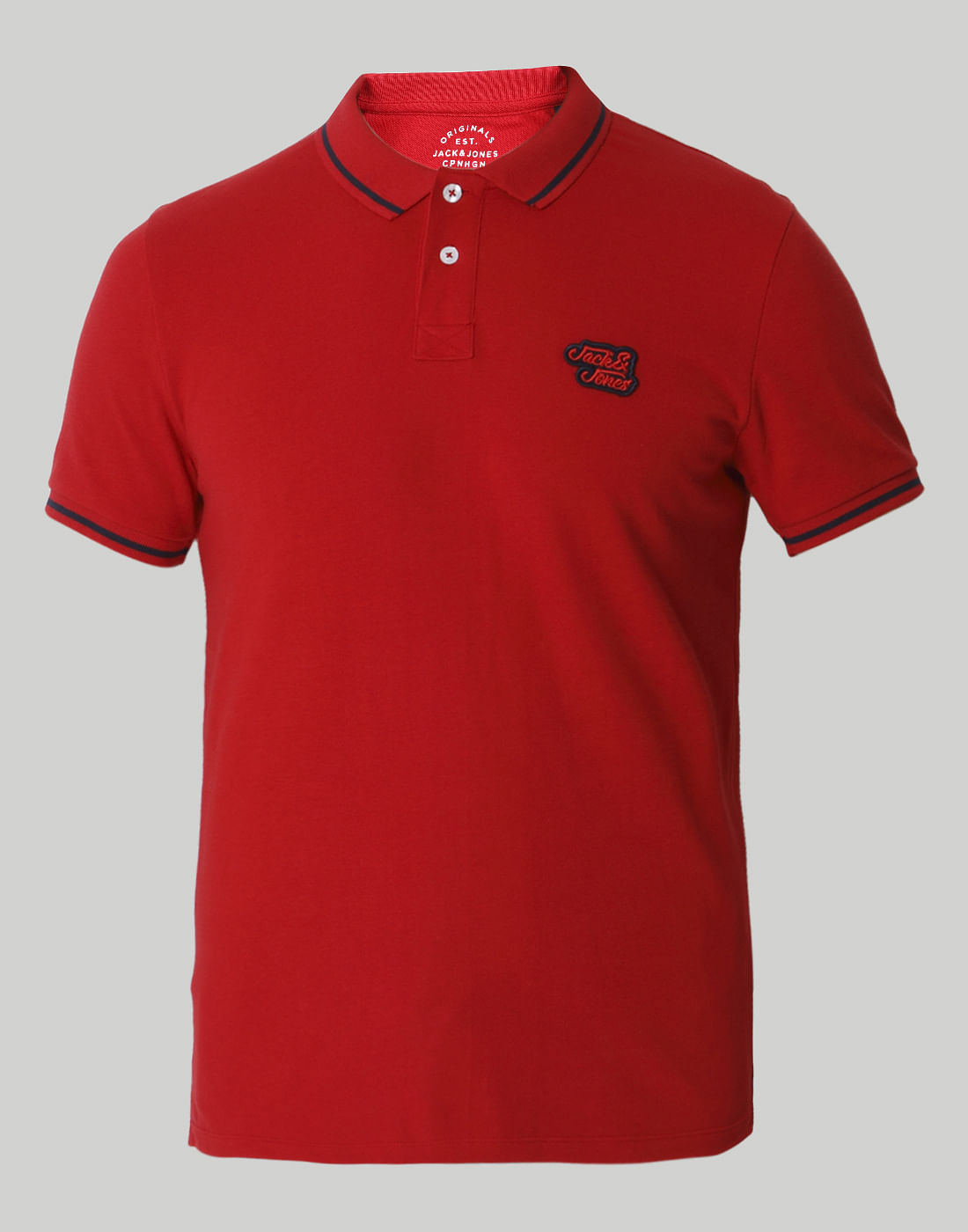 Red Contrast Tipping Polo Neck T-Shirt