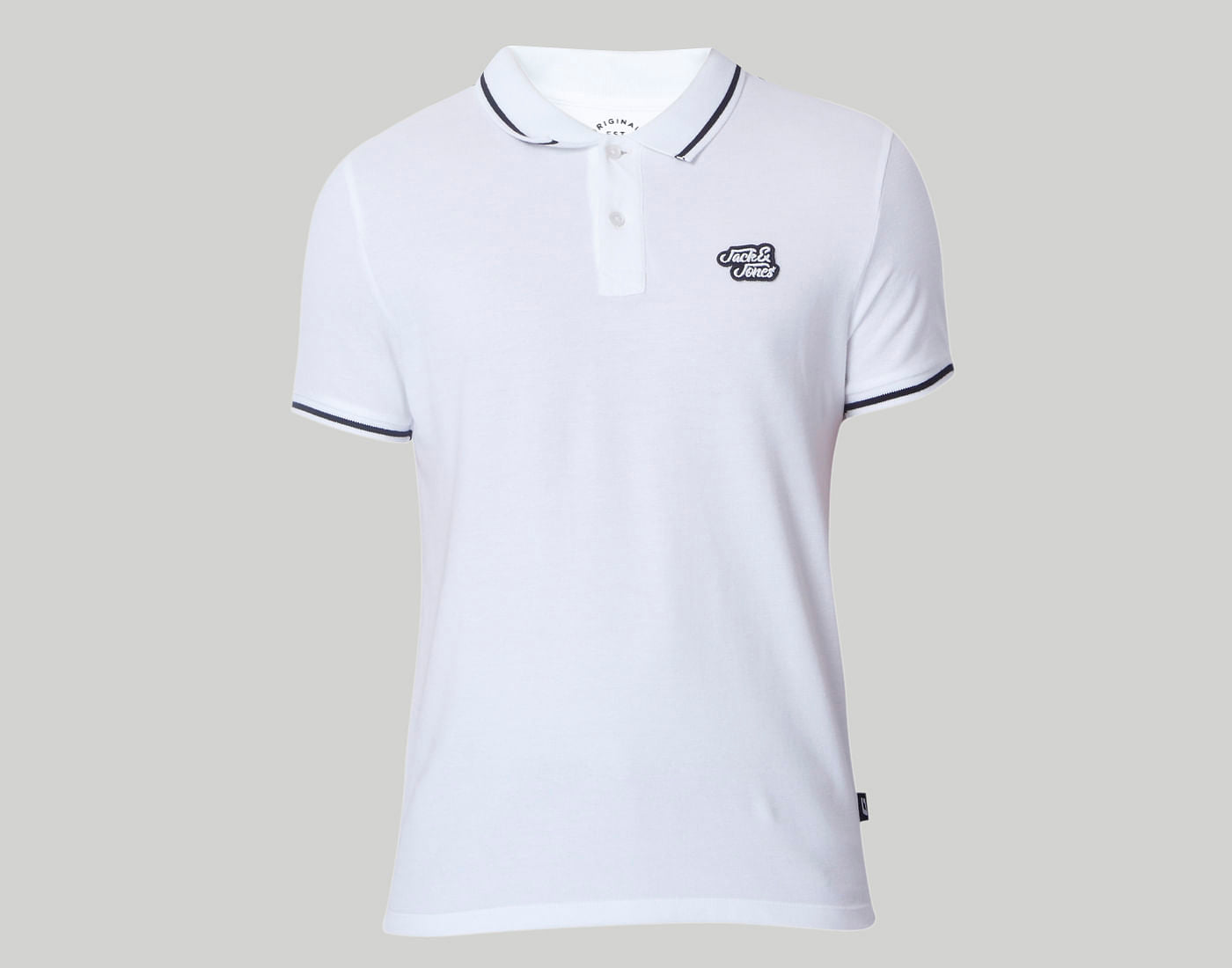 White Contrast Tipping Polo Neck T-Shirt