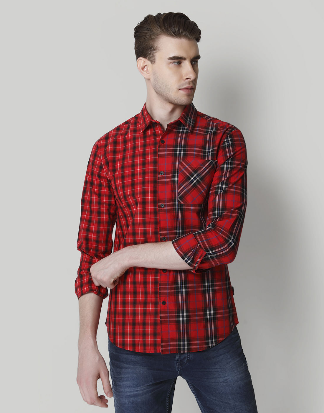 Red Slim Fit Shirts
