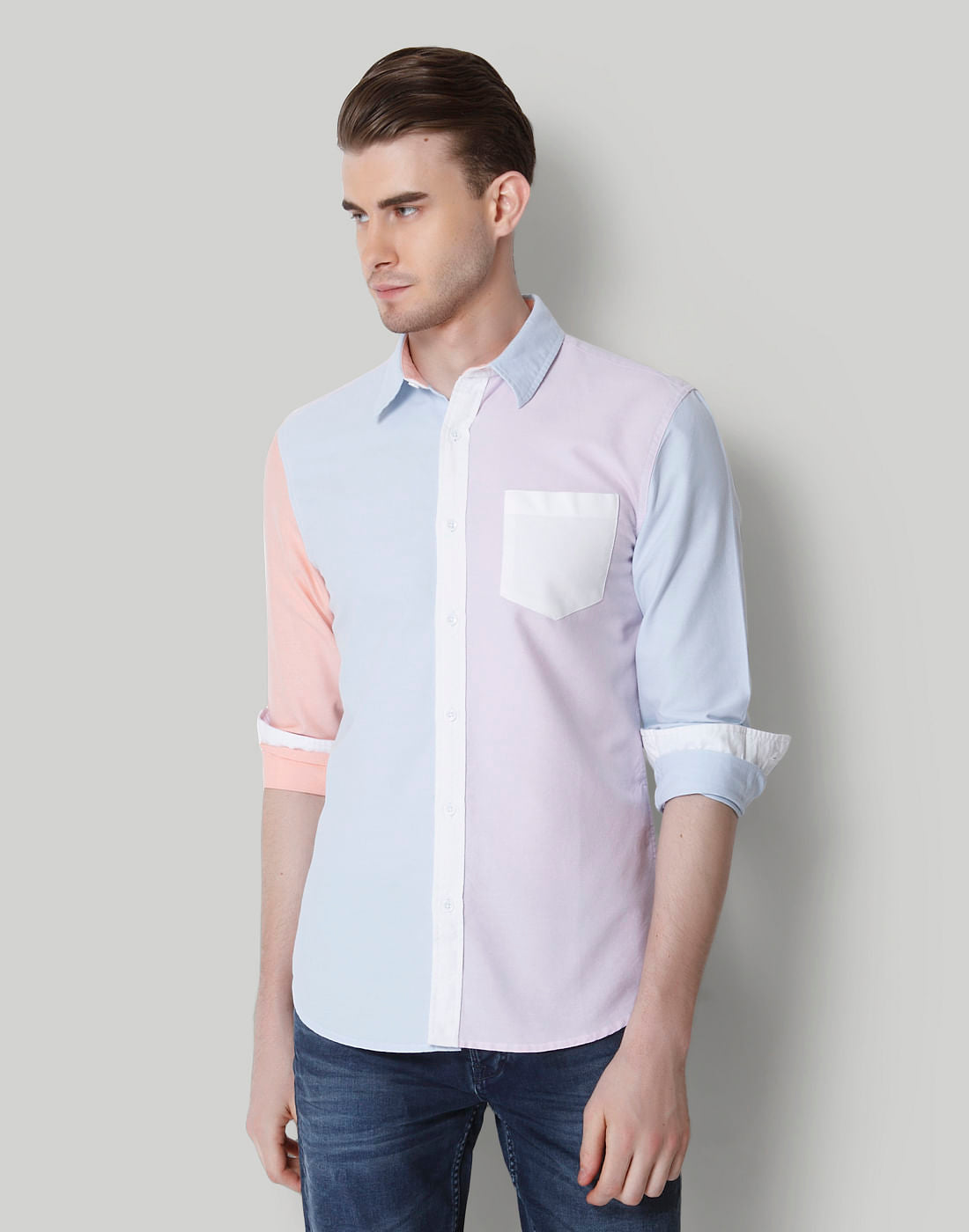 Blue Slim Fit Shirts - S