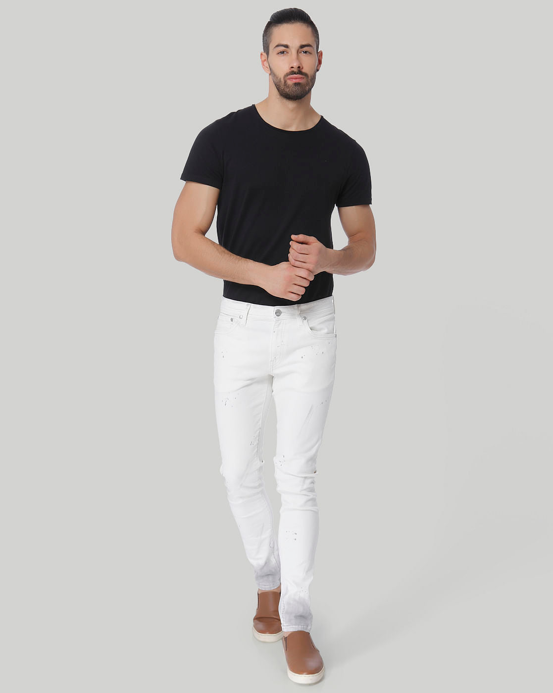 White Low Rise Liam Skinny Jeans