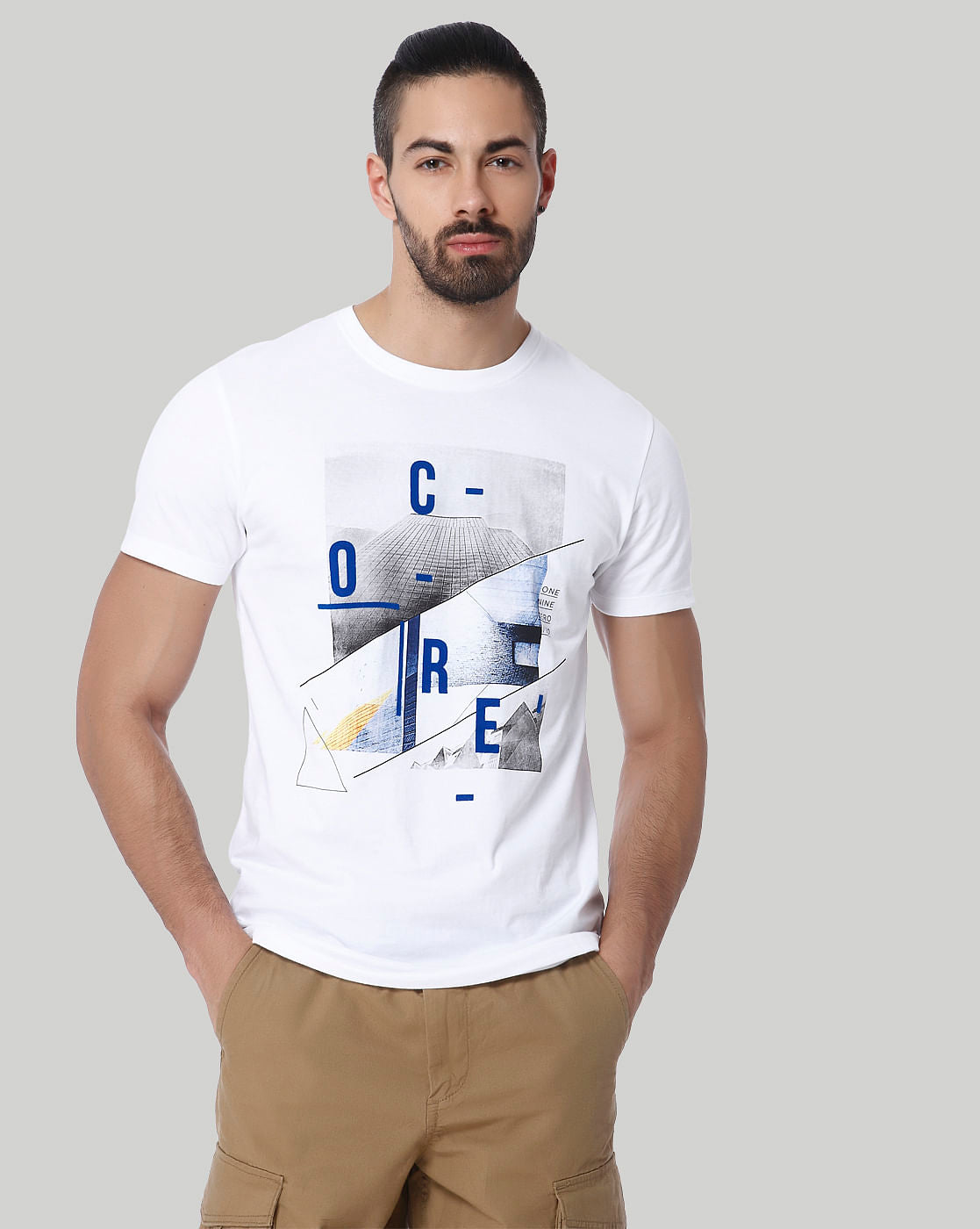 White Graphic Print Crew Neck T-Shirt - S