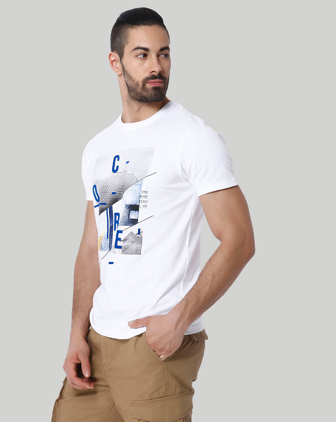 White Graphic Print Crew Neck T-Shirt