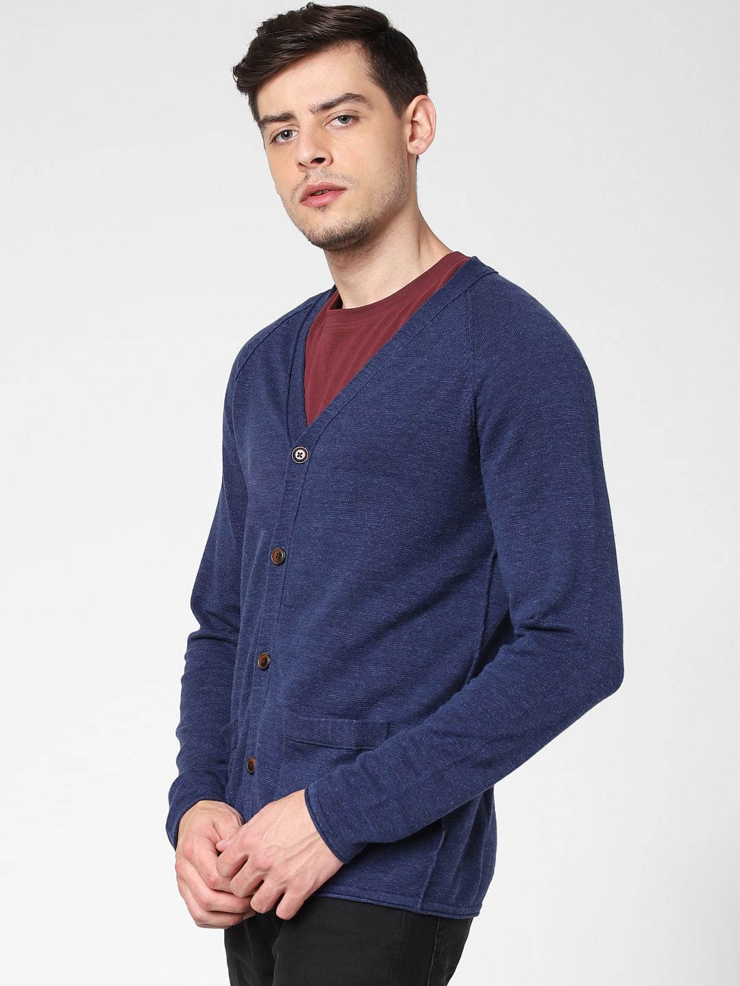 Blue Front Open Cardigan