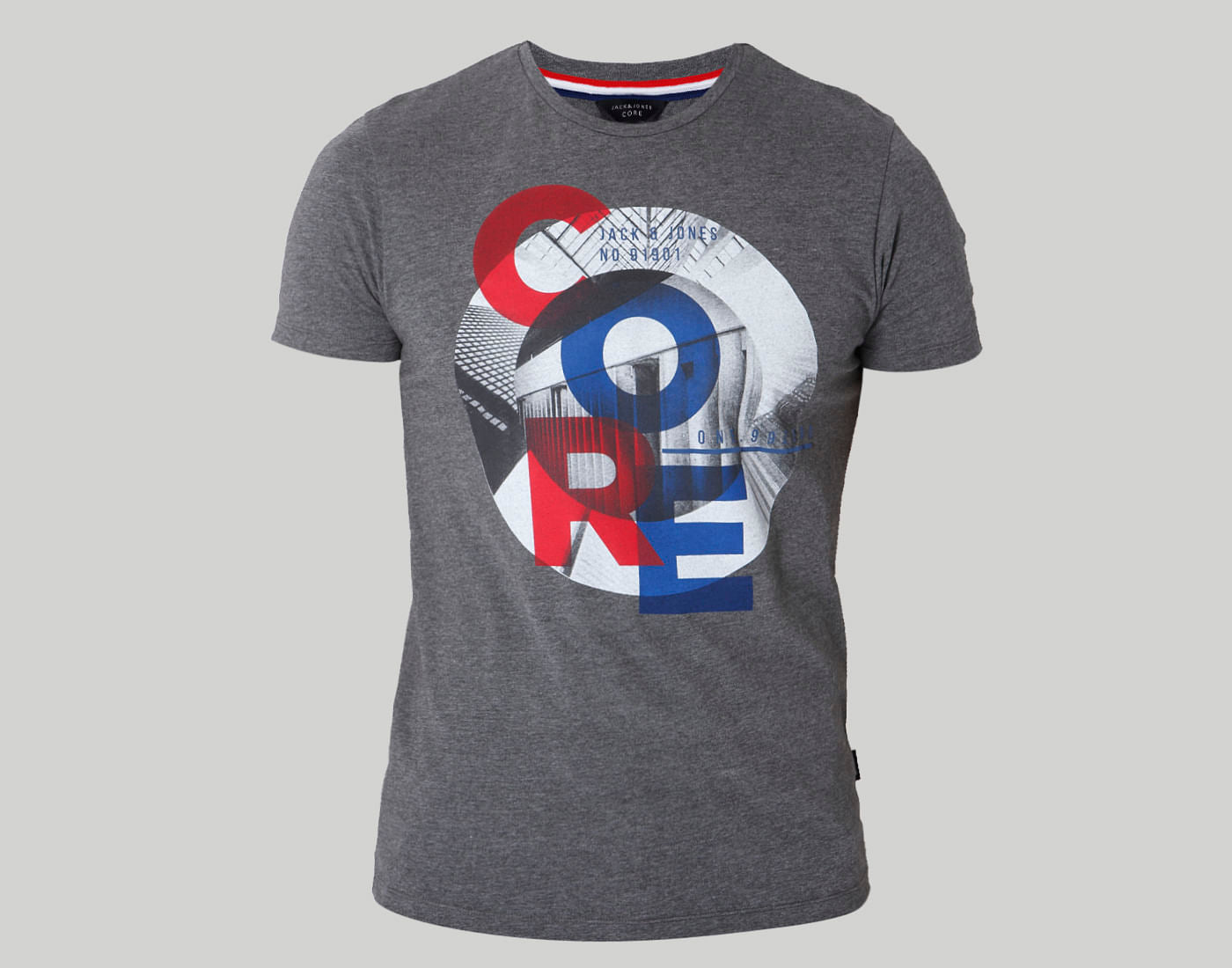 Grey Graphic Print Crew Neck T-Shirt