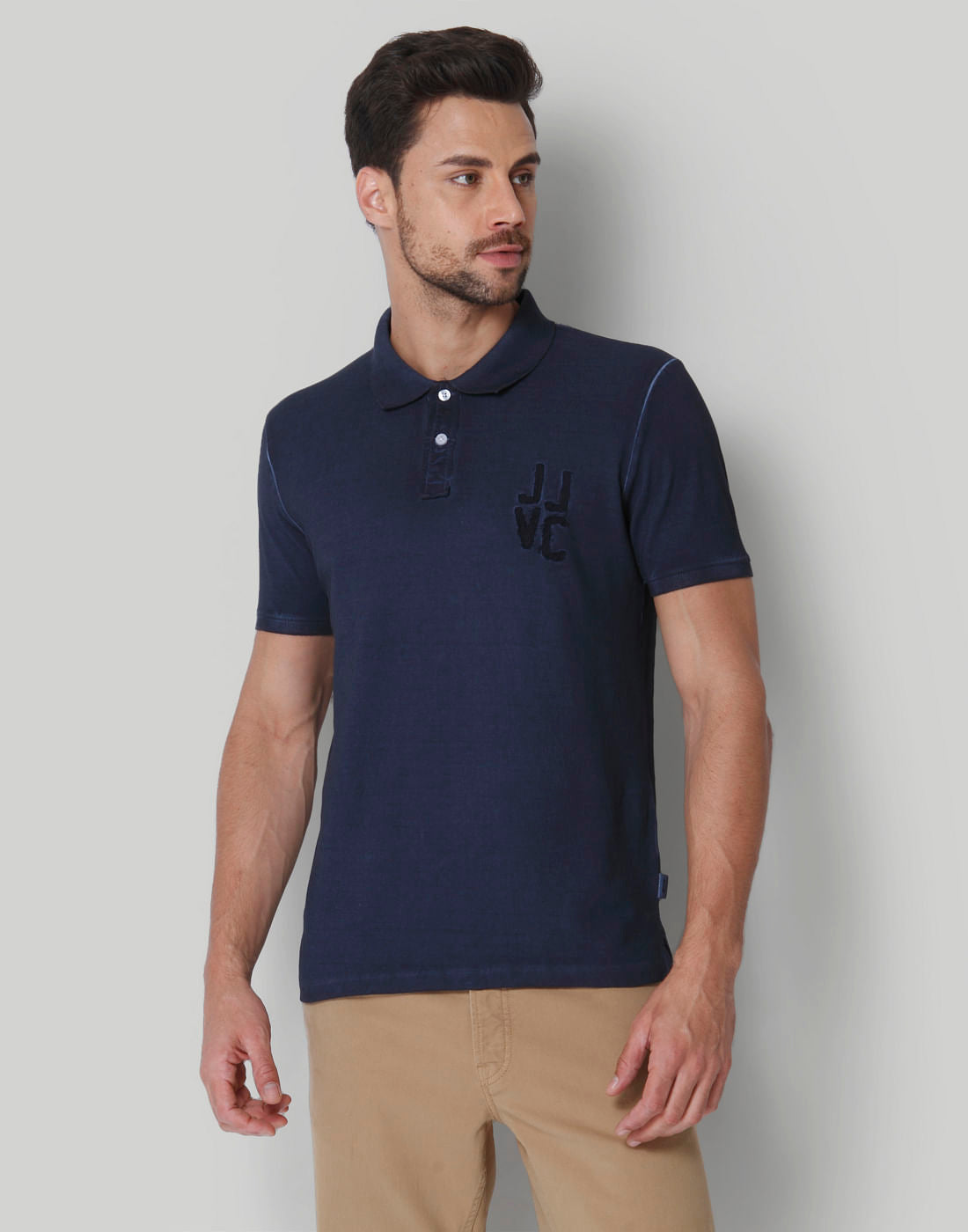 Blue Washed Polo Neck T-Shirt - S