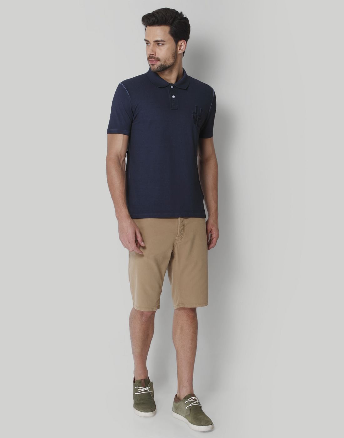 Blue Washed Polo Neck T-Shirt