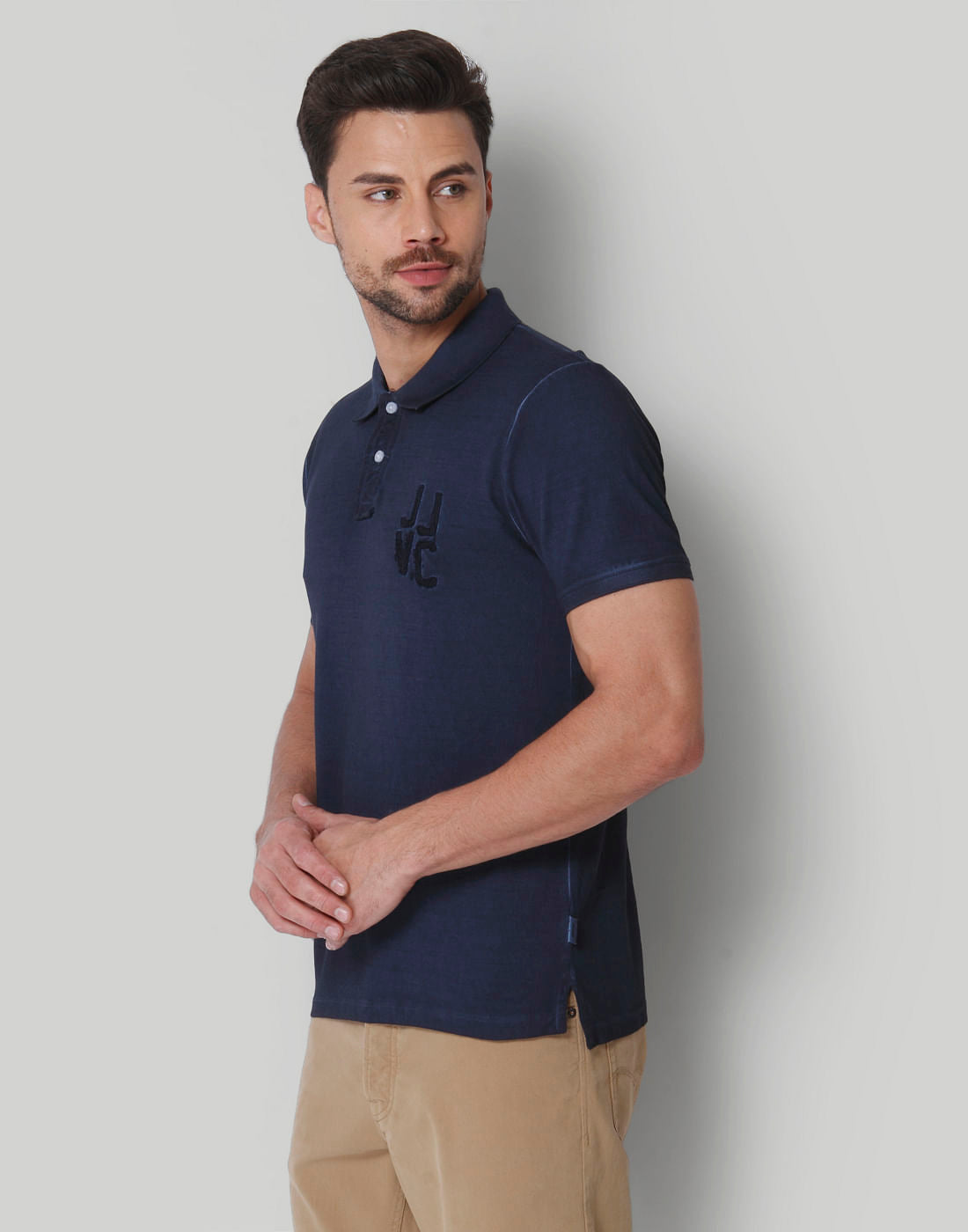 Blue Washed Polo Neck T-Shirt