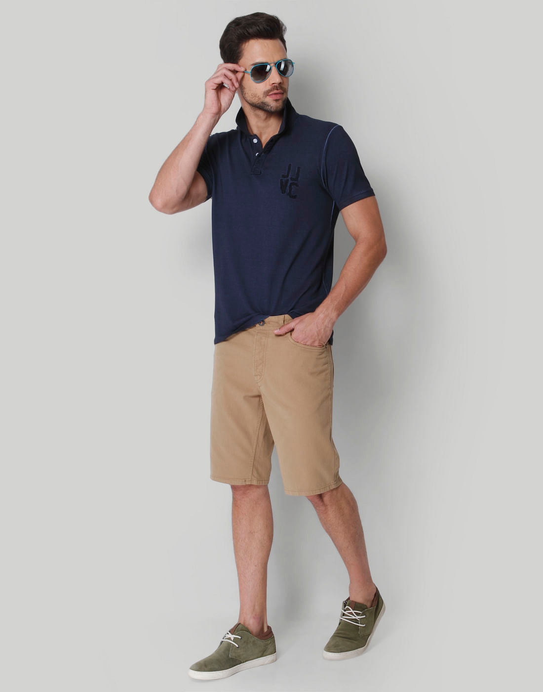 Blue Washed Polo Neck T-Shirt