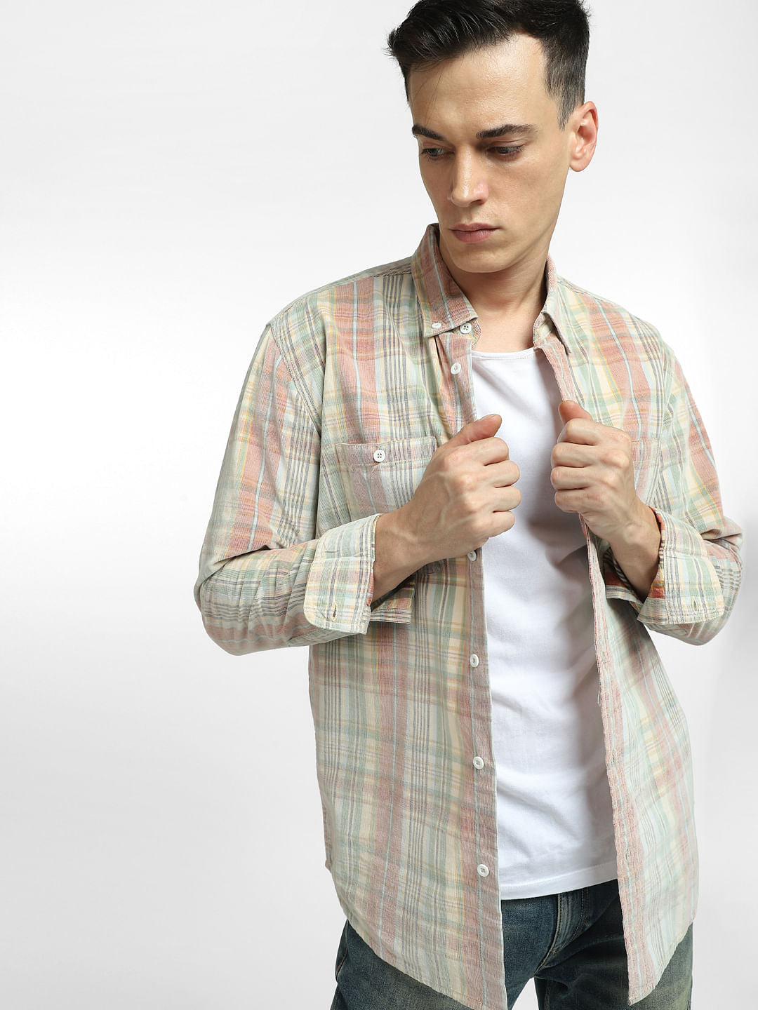 Grey Check Full Sleeves Shirt