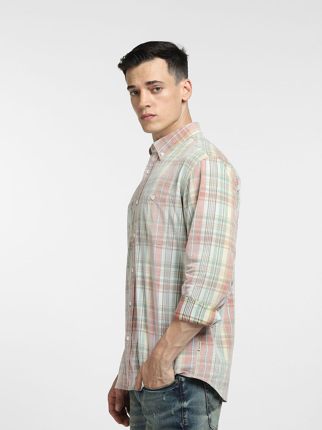Grey Check Full Sleeves Shirt