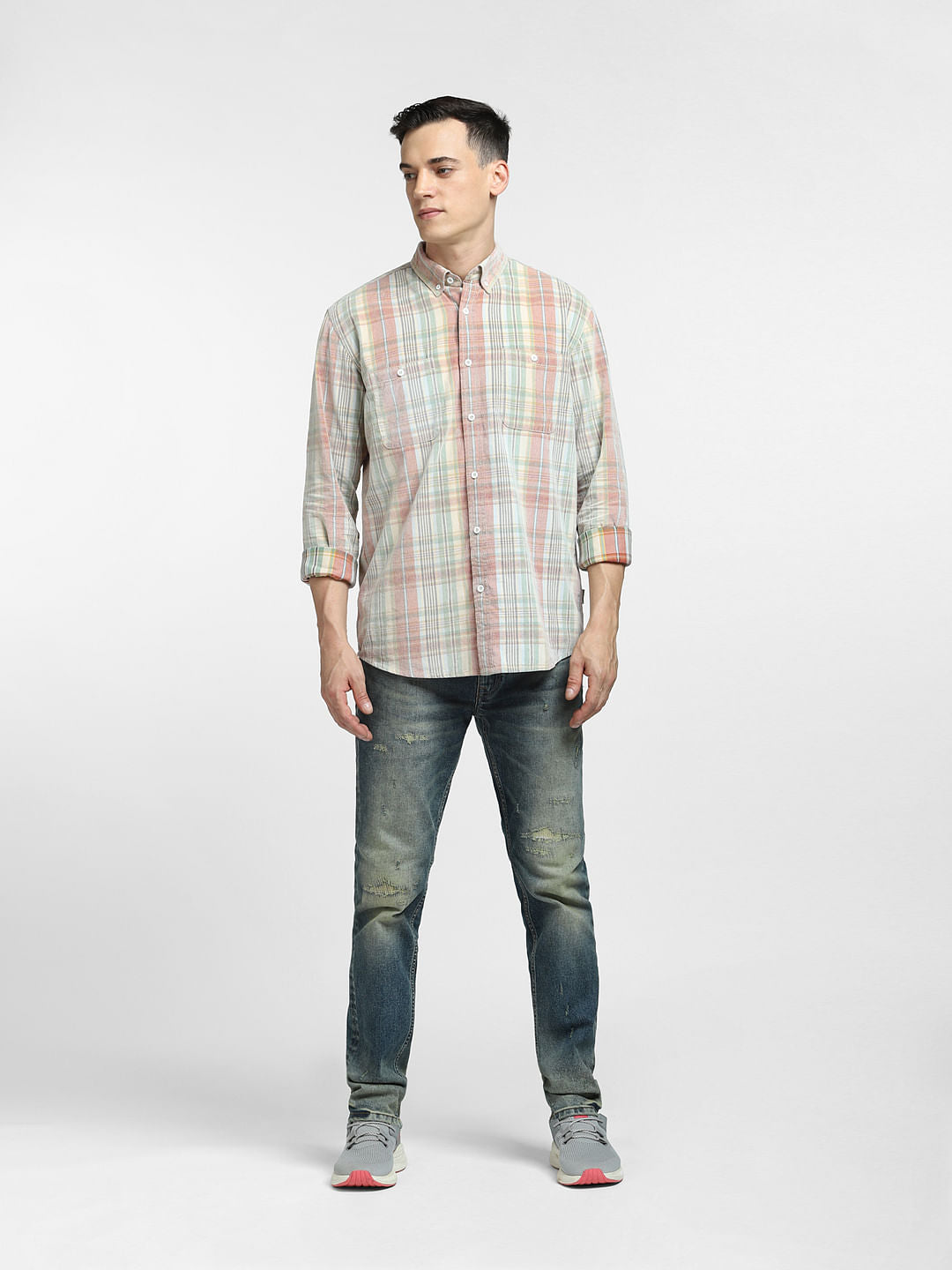 Grey Check Full Sleeves Shirt