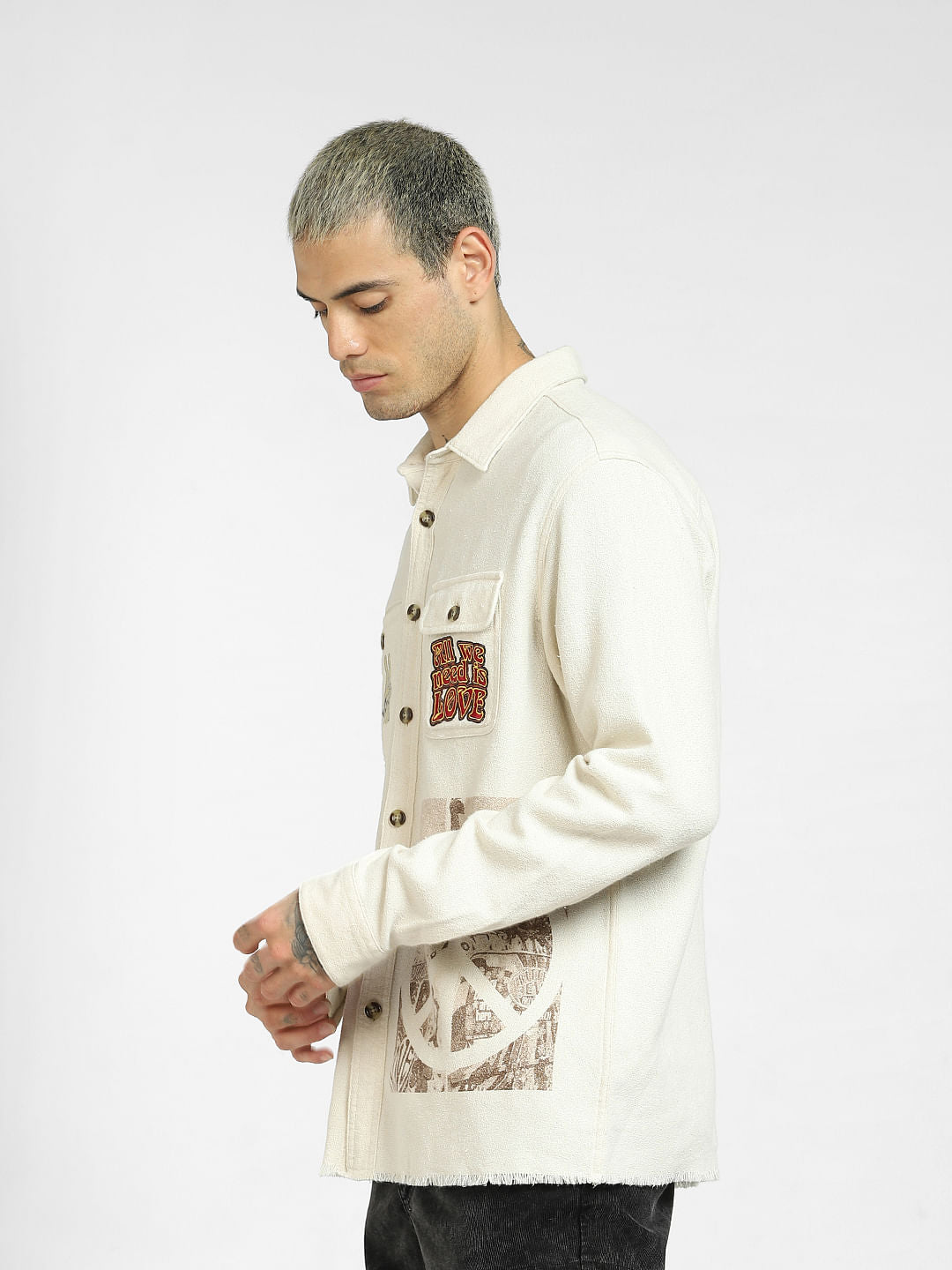 White Oversized Full Sleeves Shirt