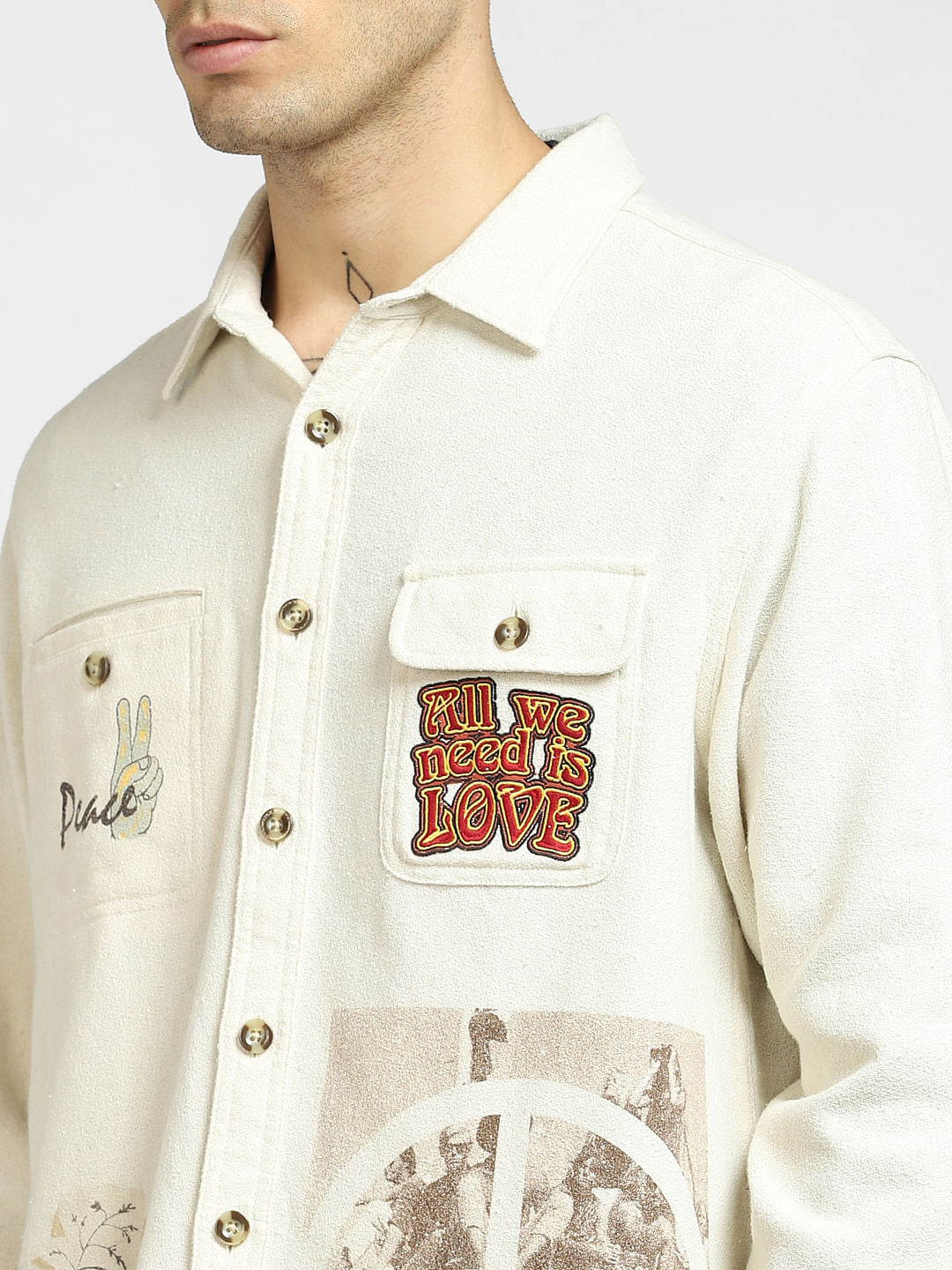 White Oversized Full Sleeves Shirt