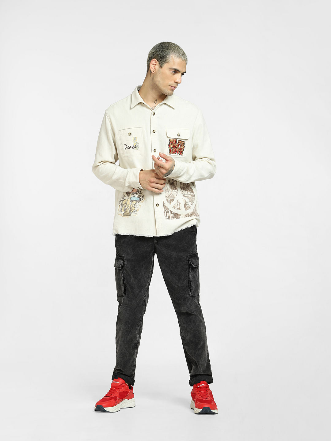 White Oversized Full Sleeves Shirt