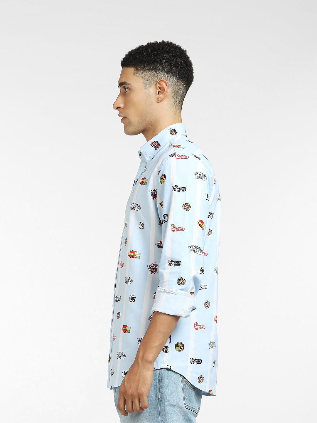 Blue All Over Print Full Sleeves Shirt