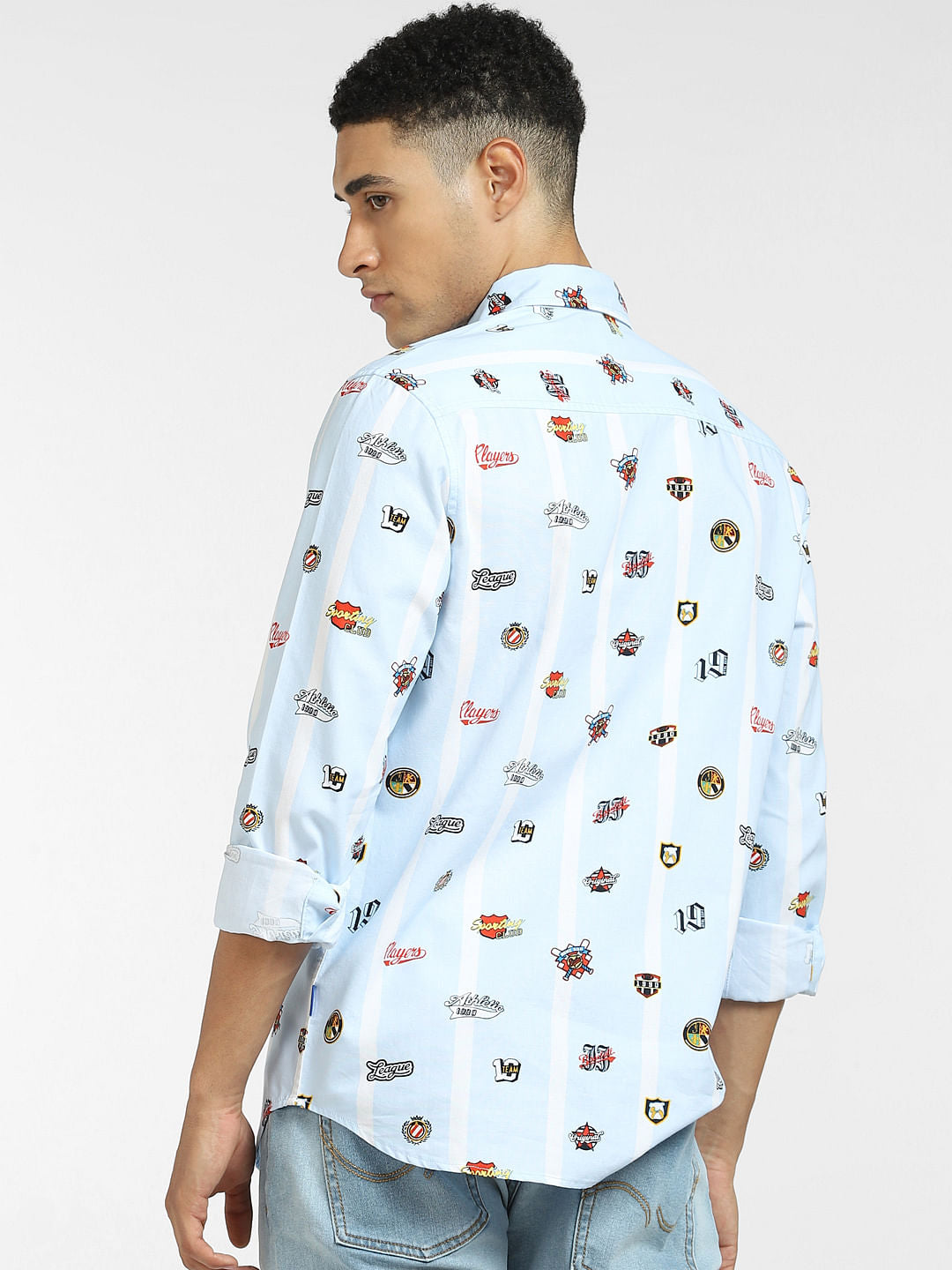 Blue All Over Print Full Sleeves Shirt