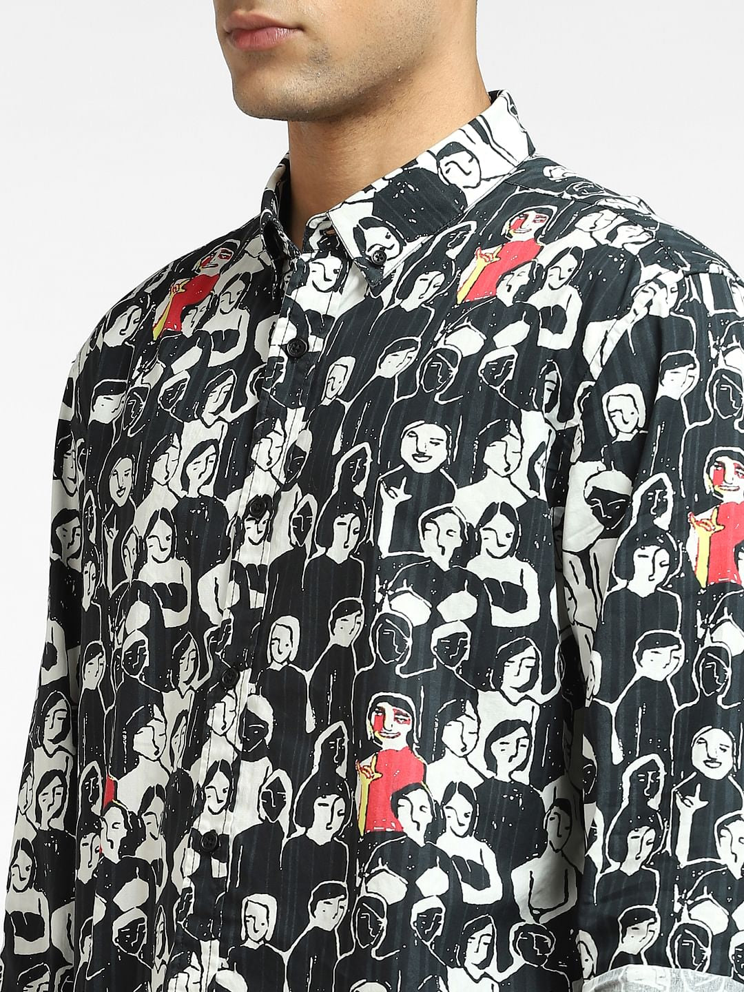 Black Graphic Print Full Sleeves Shirt