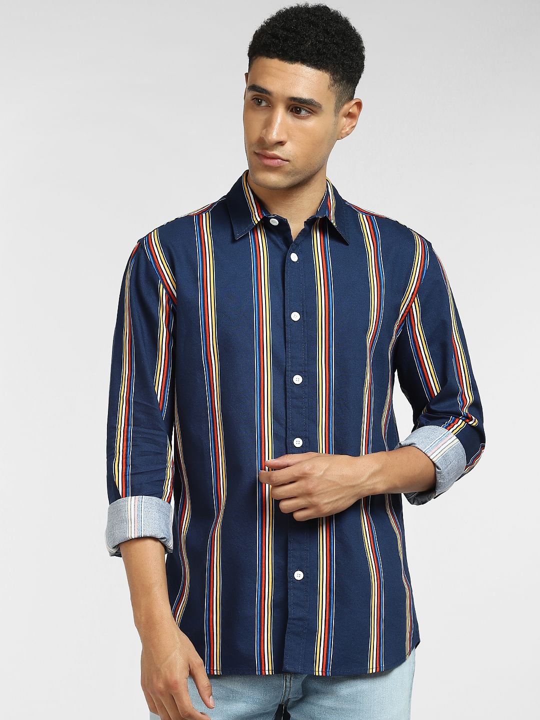 Blue Striped Full Sleeves Shirt