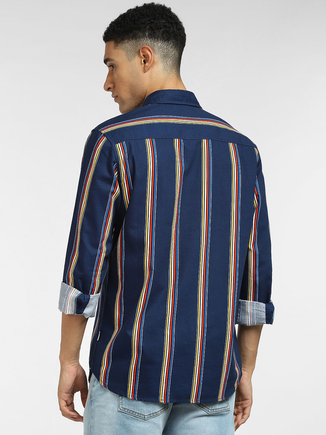 Blue Striped Full Sleeves Shirt