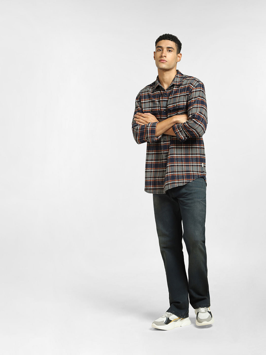 Dark Green Check Full Sleeves Shirt