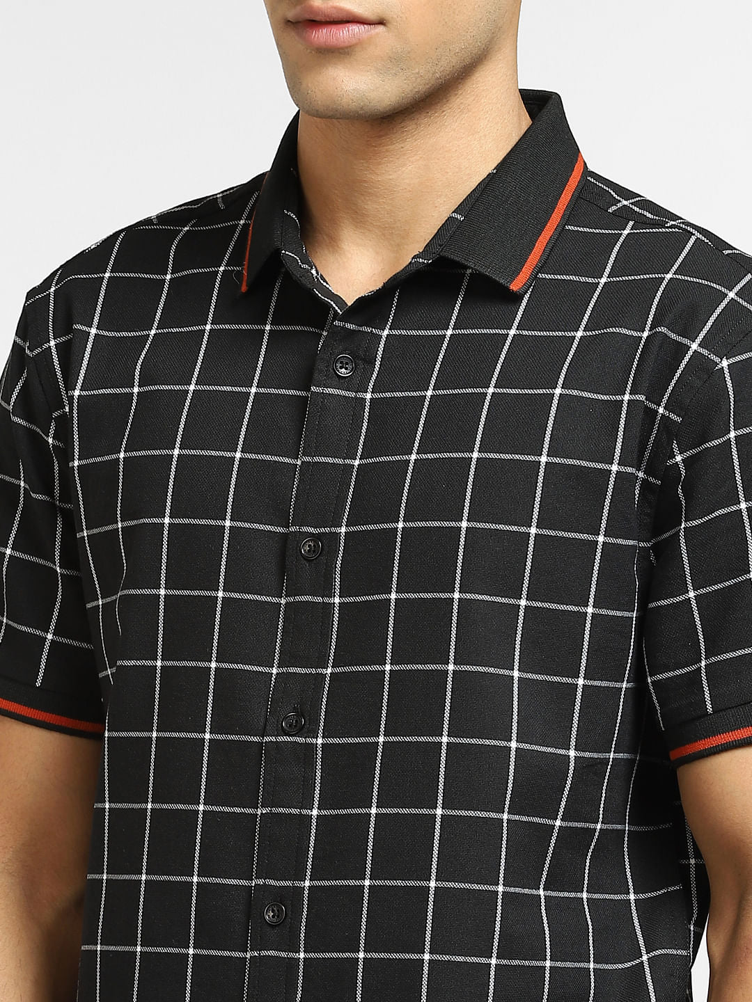 Black Check Short Sleeves Shirt