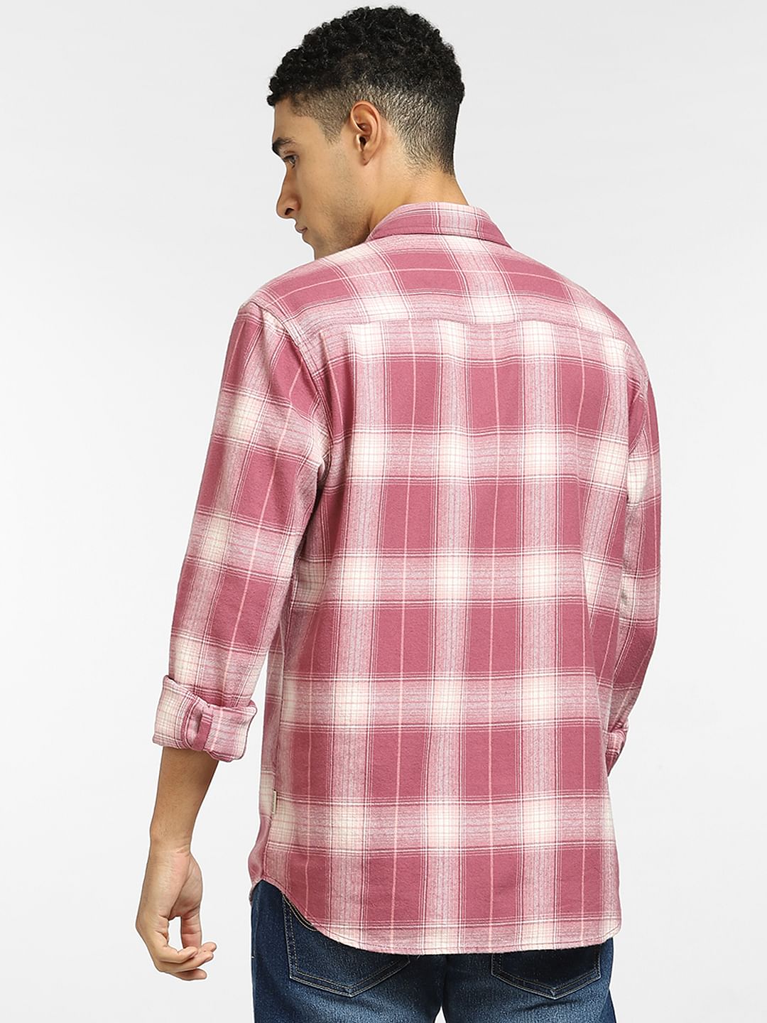 Pink Check Full Sleeves Shirt