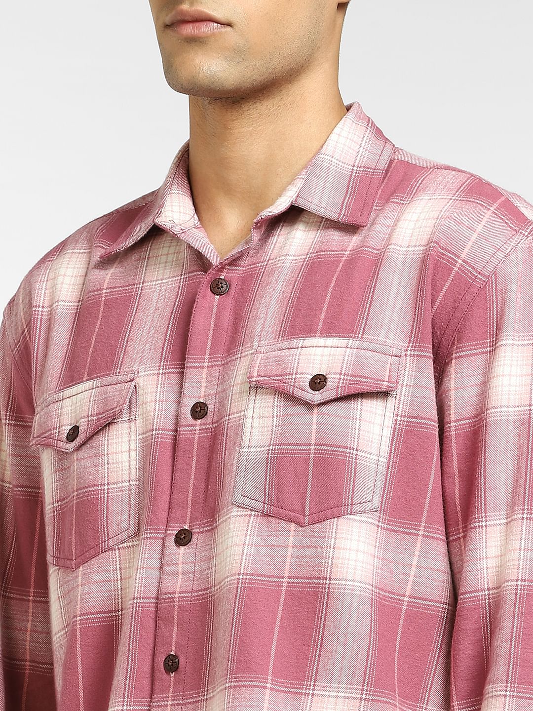 Pink Check Full Sleeves Shirt