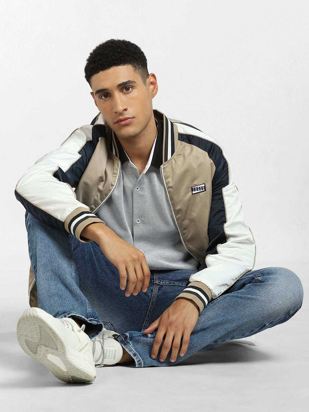 White Cut & Sew Colourblocked Shirt - S