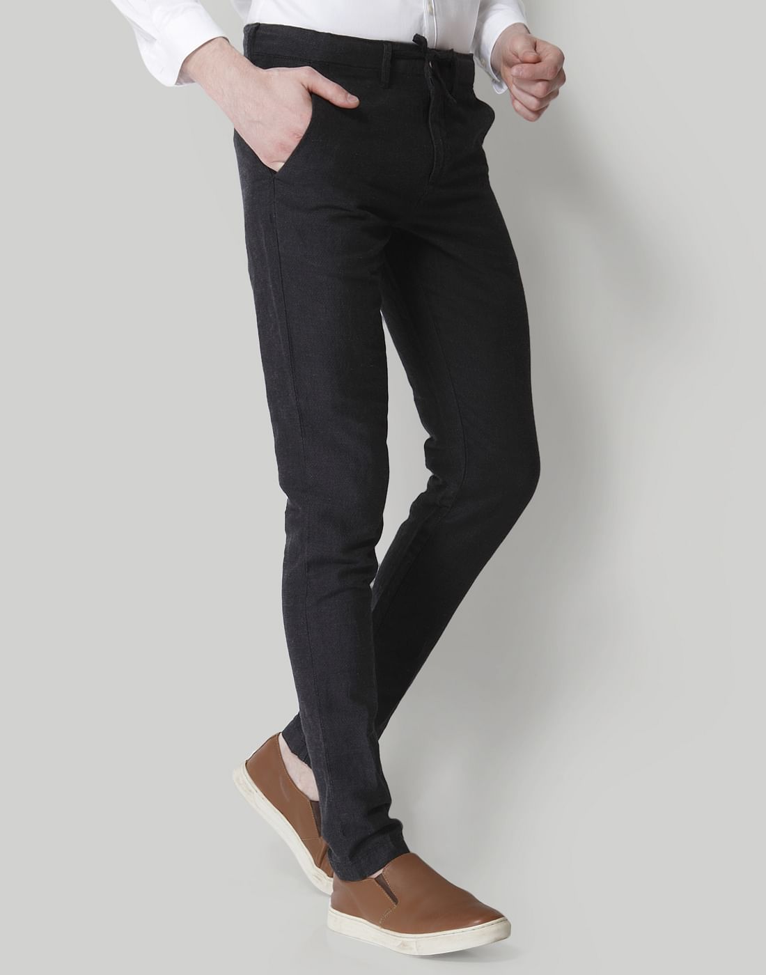 Black Drawstring Linen Pants