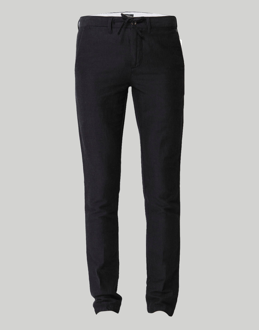 Black Drawstring Linen Pants