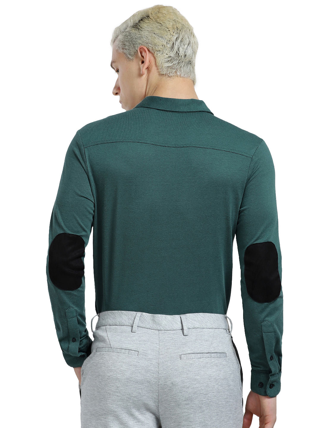 Green Knit Full Sleeves Shirt