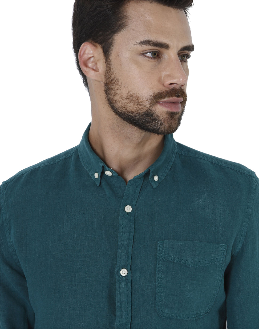 Green Linen Full Sleeves Shirt