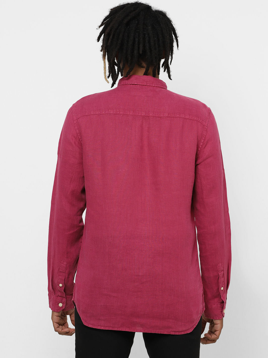 Red Full Sleeves Linen Shirt
