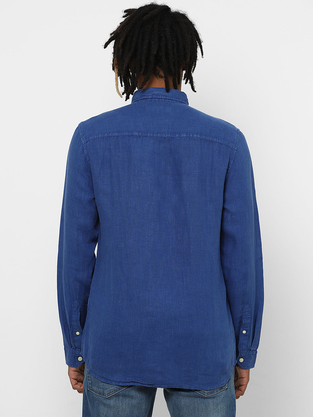 Blue Full Sleeves Linen Shirt
