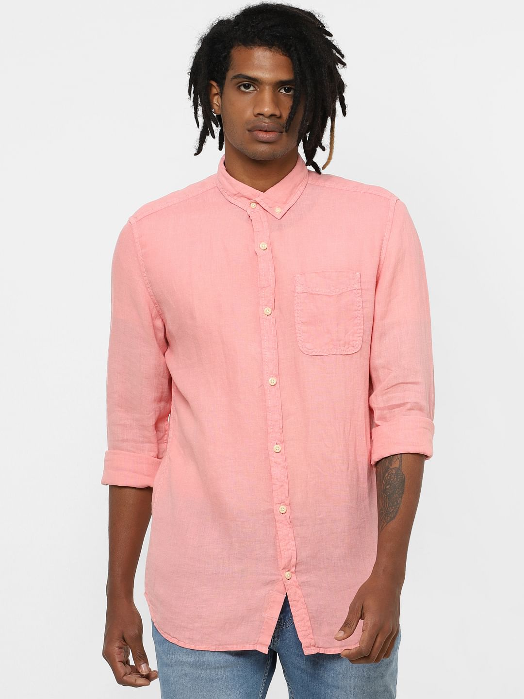 Pink Full Sleeves Linen Shirt