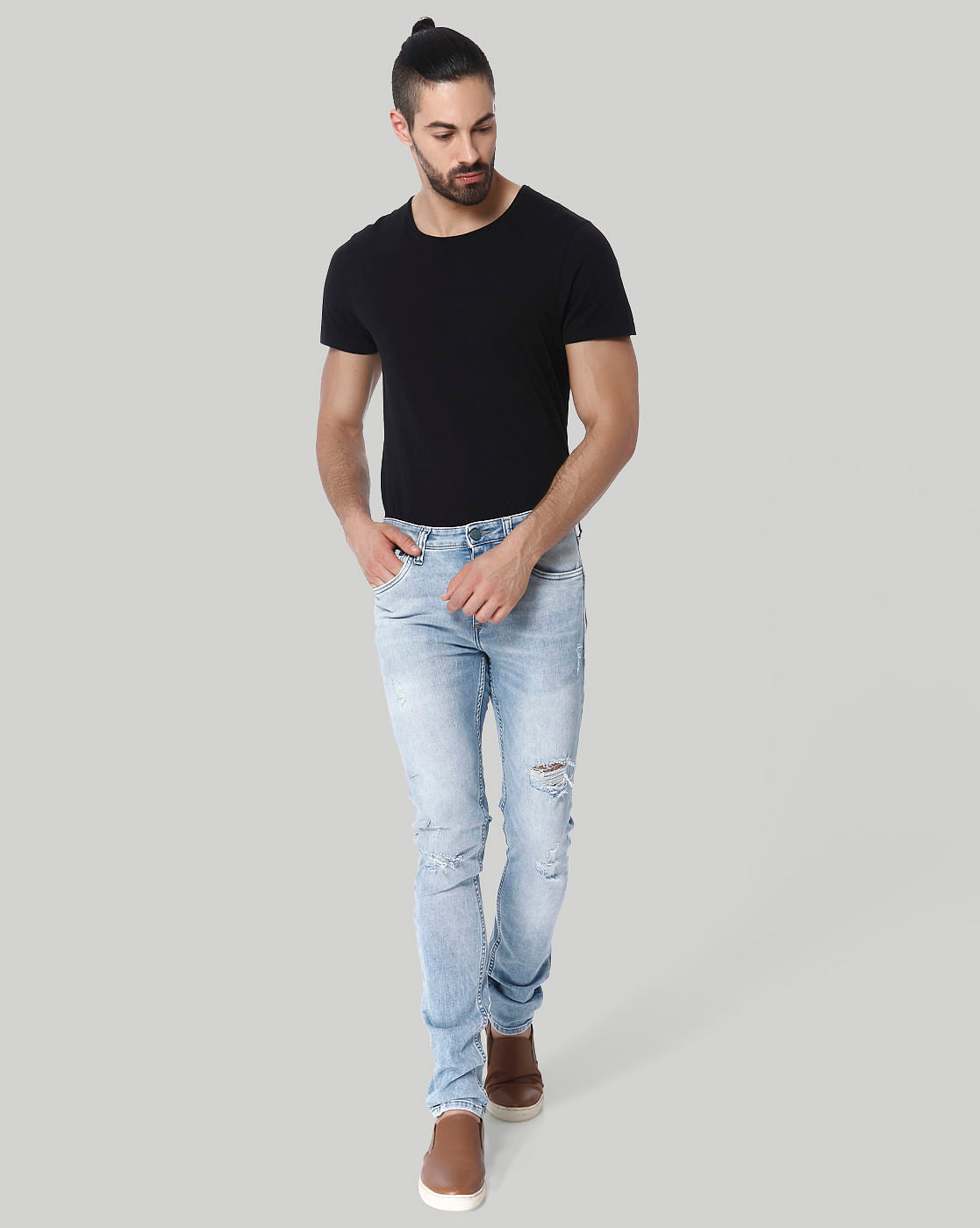 Light Blue Ripped Liam Skinny Jeans