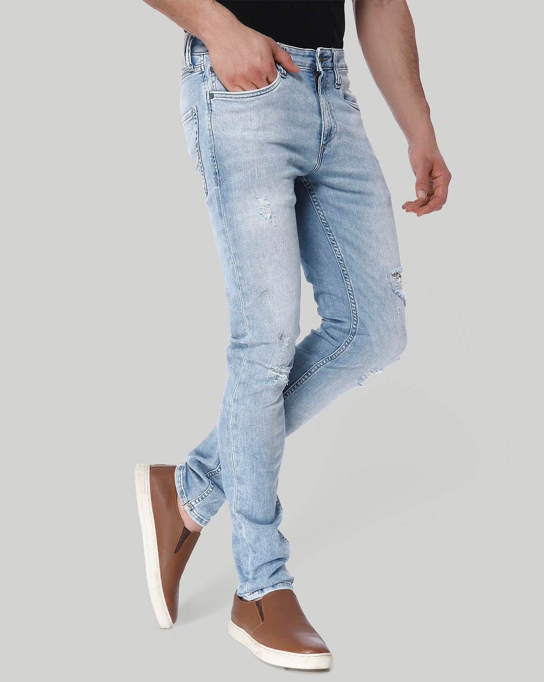 Light Blue Ripped Liam Skinny Jeans