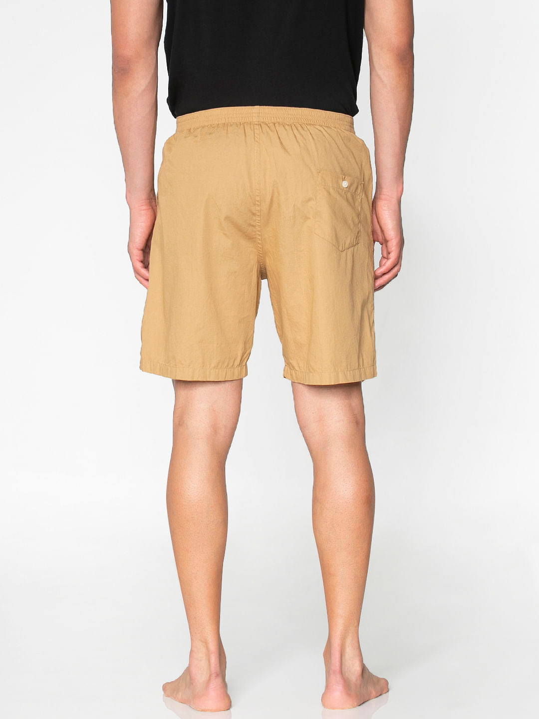 Beige Text Print Shorts