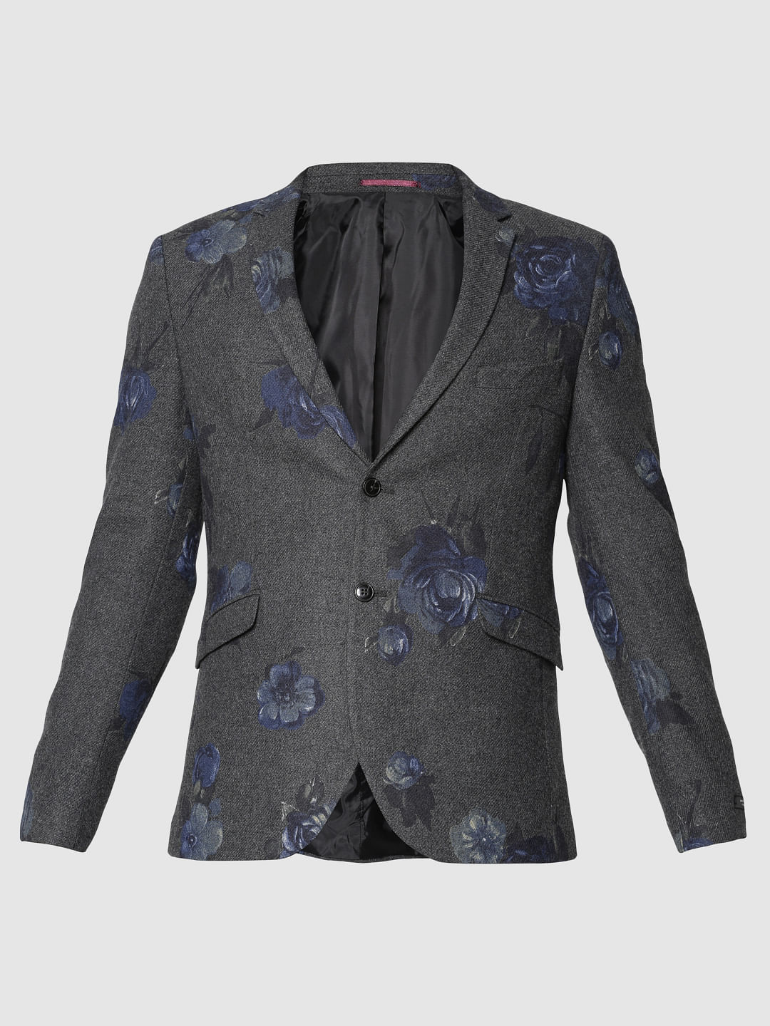 Dark Grey Floral Print Blazer