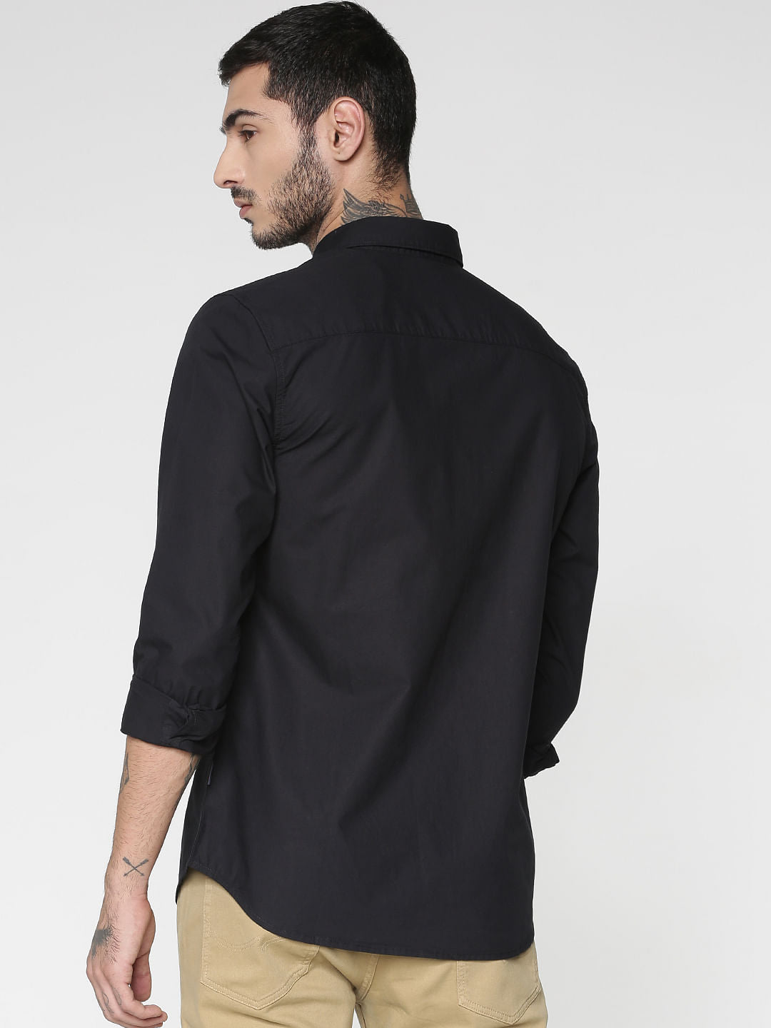 Black Slim Fit Full Sleeves Shirt