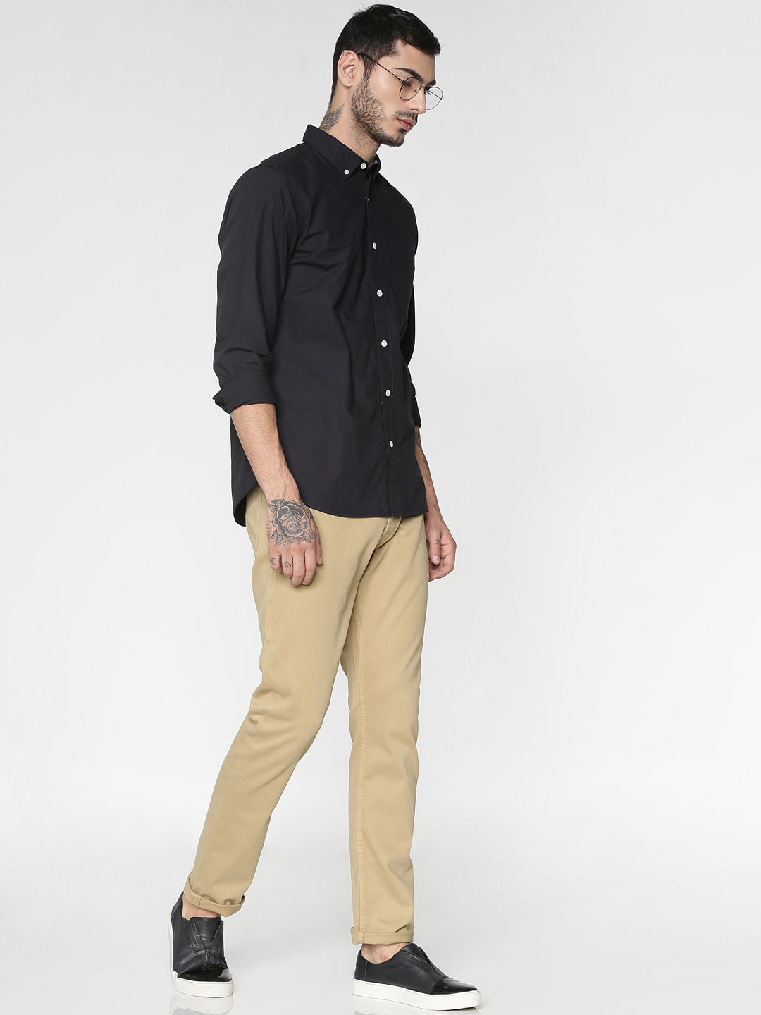 Black Slim Fit Full Sleeves Shirt